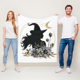 Moderne zeitgenössische Halloween-Hexe Fleecedecke