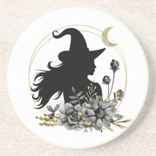 Moderne zeitgenössische Halloween-Hexe Getränkeuntersetzer