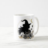 Moderne zeitgenössische Halloween-Hexe Kaffeetasse (VorderseiteRechts)