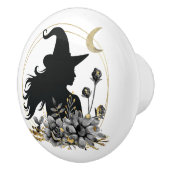 Moderne zeitgenössische Halloween-Hexe Keramikknauf (Rechts)