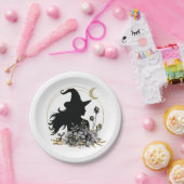 Moderne zeitgenössische Halloween-Hexe Pappteller (Party)