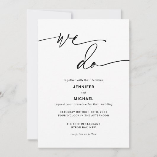 Moderne zeitgenössische Hochzeitseinladung Einladung (Vorderseite)