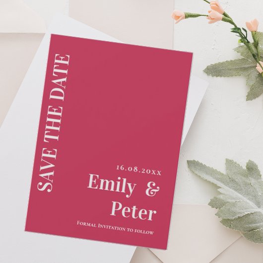Moderne zeitgenössische Magenta Minimalistisch Hoc Save The Date