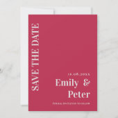 Moderne zeitgenössische Magenta Minimalistisch Hoc Save The Date (Vorderseite)