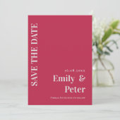 Moderne zeitgenössische Magenta Minimalistisch Hoc Save The Date (Stehend Vorderseite)