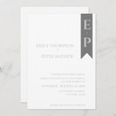 Moderne, zeitgenössische Minimalistische Monogramm Einladung (Vorne/Hinten)