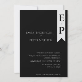 Moderne, zeitgenössische Minimalistische Monogramm Einladung