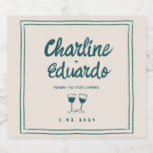 Moderne zeitgenössische Retro-Hochzeit Schaumweinetikett (Einzelnes Label)