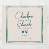 Moderne zeitgenössische Retro-Hochzeit Schaumweinetikett (Einzelnes Label)