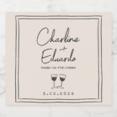 Moderne zeitgenössische Retro-Hochzeit Schaumweinetikett (Einzelnes Label)