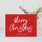 Moderne zeitgenössische rote frohe Weihnachten (Stehend Vorderseite)