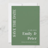 Moderne zeitgenössische Sage Green Minimalistisch  Save The Date (Vorderseite)