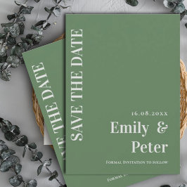Moderne zeitgenössische Sage Green Minimalistisch  Save The Date