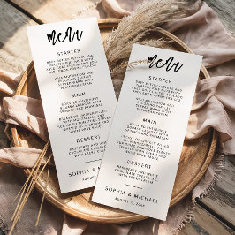 Moderne zeitgenössische Schwarz-weiße Hochzeit Menükarte