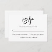 Moderne zeitgenössische Schwarz-weiße Hochzeit RSVP Karte (Vorne/Hinten)