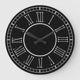 Moderne zeitgenössische schwarze und weiße römisch große wanduhr