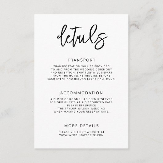 Moderne, zeitgenössische Skripteindrücke Begleitkarte (Vorderseite)