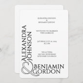 Moderne zeitgenössische Typograpy Urban Chic Hochz Einladung (Vorne/Hinten)