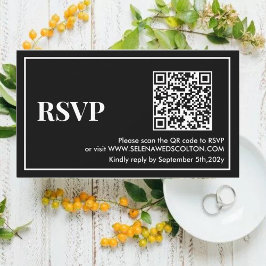 Moderne zeitlose RSVP-Karte für Schwarz/Weiß-QR-Ho Mitteilungskarte