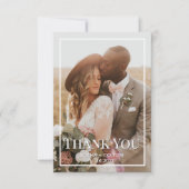 Moderne zeitlose Schwarz/Weiß-Foto-Hochzeit Dankeskarte (Vorderseite)