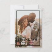Moderne zeitlose Schwarz/Weiß-Foto-Hochzeit Dankeskarte (Vorderseite)