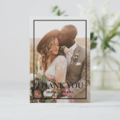 Moderne zeitlose Schwarz/Weiß-Foto-Hochzeit Dankeskarte (Stehend Vorderseite)