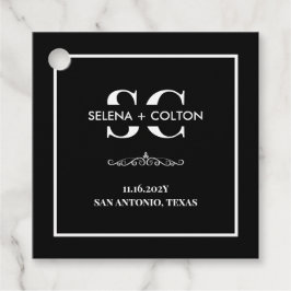 Moderne zeitlose Schwarz/Weiß-Gastgeschenk Hochzei Geschenkanhänger