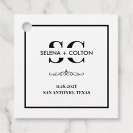 Moderne zeitlose Schwarz/Weiß-Gastgeschenk Hochzei Geschenkanhänger