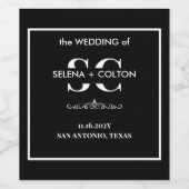 Moderne zeitlose Schwarz-Weiß-Hochzeit Weinetikett (Einzelnes Label)