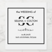 Moderne zeitlose Schwarz-Weiß-Hochzeit Weinetikett (Einzelnes Label)