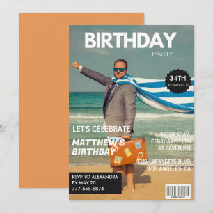 Moderne Zeitschriftencover für ihn 34. Geburtstag Einladung