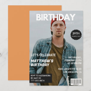 Moderne Zeitschriftencover für ihn 39. Geburtstag Einladung