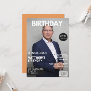 Moderne Zeitschriftencover für ihn 72. Geburtstag Einladung