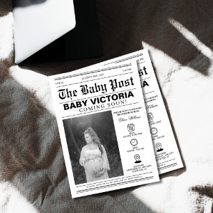 Moderne Zeitung Foto Babydusche Einladung