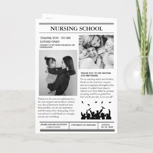 Moderne Zeitung Minimalistischer Uni-Abschluß Einladung (Rückseite)