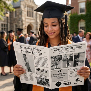 Moderne Zeitung Minimalistischer Uni-Abschluß Einladung