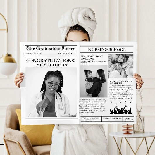 Moderne Zeitung Minimalistischer Uni-Abschluß Einladung