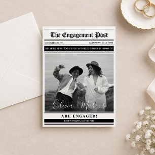 Moderne Zeitungsfoto Hochzeitspaar Dusche Einladung