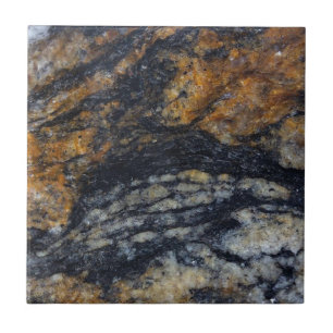 Moderne Zen Black and Gold Quartzite Kristallprint Fliese