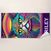 Moderne Zen Cat Strandtuch (Vorderseite)