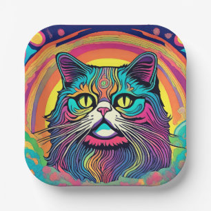 Moderne Zen-Katze Pappteller
