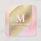 Moderne zerkleinerte Imitate, goldfarben, monogram Quadratische Visitenkarte (Vorderseite)