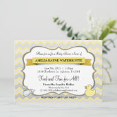 Moderne Zickzack Baby-Tier-Baby-Duschen-Einladung Einladung (Stehend Vorderseite)