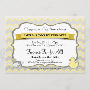 Moderne Zickzack Baby-Tier-Baby-Duschen-Einladung Einladung
