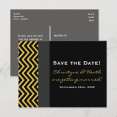 Moderne Zickzack Black & Gold Rett Date Postcard Ankündigungspostkarte (Vorne/Hinten)