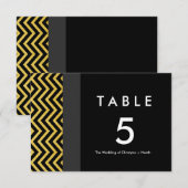 Moderne Zickzack Black & Gold Tischnummer Card (Vorne/Hinten)