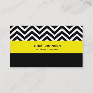 Moderne Zickzack Black & Yellow Glam Business Card Visitenkarte