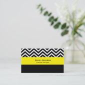 Moderne Zickzack Black & Yellow Glam Business Card Visitenkarte (Stehend Vorderseite)