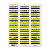 Moderne, Zickzack, blau-gelbe Adressenmarken (Vorne)