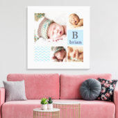 Moderne Zickzack Blue Personalisiert Foto Vorlage Leinwanddruck (Insitu (Wohnzimmer))